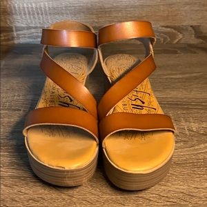 Platform wedge sandals, Velcro-strap